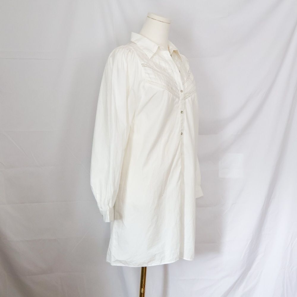 Zara Women's White Cotton Poplin Embroidered Shirt Dress - Medium - Picture 4 of 10